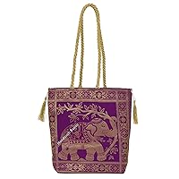 Handicraft Bazarr Hand Bags or Women Brocade Silk Purse Traditional Golden Embroidery Work Shoulder Bag Vintage Hobo Hand Held Bag