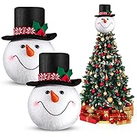 2 Pcs Snowman Head Tree Topper Xmas Tree Top Christmas Tree Topper Frosty Hat Tree Topper Snow Man Topper for Christmas Decoration Winter Holiday Ornament
