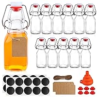 12 Pack 4oz Swing Top Glass Bottles, 125ML Square Bottles with Airtight Stoppers for Kombucha, Kefir, Vanilla Extract, Beer(Bonus Gaskets, Labels and Funnel)