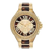 Michael Kors Camille Multi-Function Stainless Steel Watch with Glitter Accents