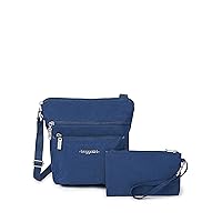 Baggallini Pocket Crossbody Bags for Women - 8x8 inch RFID Crossbody Purse - Water-resistant Lightweight Small Handbag