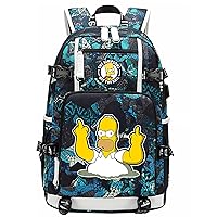Teen Large Capacity Bookbag Laptop Rucksack-Graphic Daypack with USB Charging Port Classic Travel Bag for Student