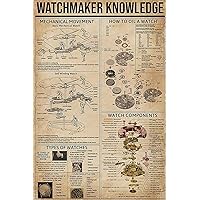 Retro Watchmaker Knowledge Metal Tin Signs Mechanical Movement Print Poster Popular Science School Farm Garden Hospital Information Table Bar Garage Club Kitchen Home Wall Decoration Gift12x8 in