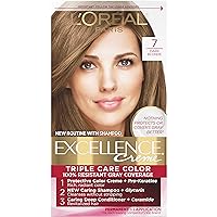 Excellence Creme Permanent Triple Care Hair Color, 7 Dark Blonde, Gray Coverage For Up to 8 Weeks, All Hair Types, Pack of 1