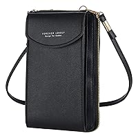 Firtink Crossbody Phone Bag PU Leather Cross Body Bag with Shoulder Strap Black Handbags Mobile Phone Pouch Cell Phone Purse Mini Shoulder Bag for Women Girls