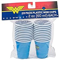 Silver Buffalo Wonder Women Logo 20-Pack Mini Plastic Party Cup Set, 2 Ounces