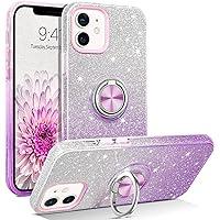 Aikukiki Case for iPhone 14 Pro,Luxury Metal Ring Magnetic Support Kickstand Colorful Shinny Bling Glitter Girls Women Protector Phone Case for iPhone 14 Pro 6.1