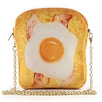 QiMing butter Toast Shoulder Bag,Cute Plush Food Crossbody Handbag for Women