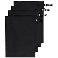 Ripstop Nylon Zipper Bag with Clip - Set of 4 (Black, 12 x 16 inch)