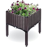 Raised Garden Planter, Resin, Elevated Flower Bed Box Kit for Vegetable, Flower, Herb Gardening | 16