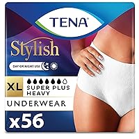 TENA Incontinence & Postpartum Underwear for Women, Super Plus Absorbency, Stylish, X-Large - 56 Count