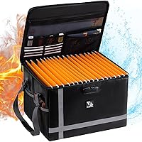 Fireproof Document Box with Lock, High Capacity File Box, Collapsible File Storage Organizer with Handle, Portable Home Office Safe for A4/Letter/Legal Size Folder-1 Layer