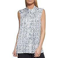 DKNY Women's Button Front Blouse Elevated Everyday Shirt