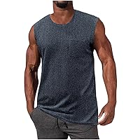 Men's Sleeveless Tank Tops Crewneck Solid Loose Fit Shirt Crewneck Pullover Sports Athletic Bodybuilding Tees Undershirt