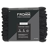 Fromm Softees Microfiber Salon Hair Towels for Hairstylists, Barbers, Spa, Gym in Black, 16