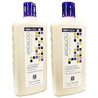 Andalou Naturals Lavender & Biotin Full Volume Shampoo & Conditioner Hair Loss Solution With Biotin Growth Serum, Aloe Vera Extract and Jojoba Oil For Men & Women, 11.5 fl. oz. each