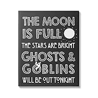 Stupell Industries Moon is Full Stars are Bright Halloween Phrase Canvas Wall Art, 16 x 20, Grey