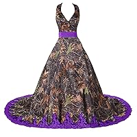 Camo and Lace Ball Gown Bridal Wedding Dresses Quinceanera Dress Halter Neck