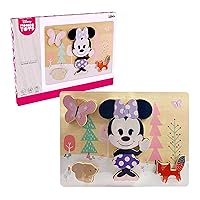 Just Play Disney Wooden Toys Minnie Mouse 8-Piece Puzzle, Early Learning and Education, Pretend Play, Kids Toys for Ages 18 Month