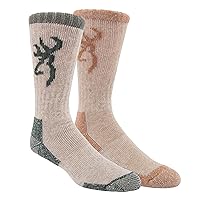 Browning Men's Buckmark, 2 Pairs Wool Blend Outdoor Boot Socks with Arch Support, Mountain View/Leather, X-Large