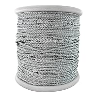 Embroiderymaterial Twisted Metallic Machine Embroidery Zari Thread/Dori for Embroidery, Aari Work, Tassels, Jewellery, Bracelet, Lace, Crochet & Hand Embroidery (1MM Width, 73 Meters) (Silver)