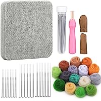 Needle Felting Kit, 15 Colors Fiber Wool Yarn Needle Felting Pad,Needle Felting Tool with 6