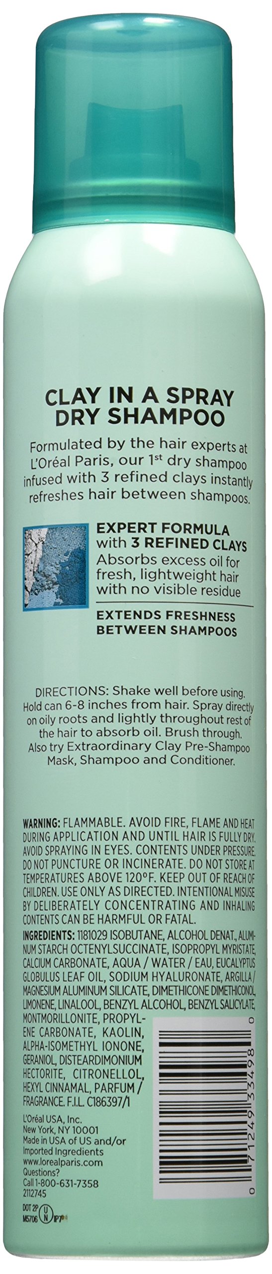L'Oréal Paris Elvive Extraordinary Clay Dry Shampoo, 4 oz. (Packaging May Vary)