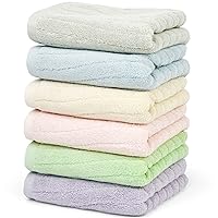 Cleanbear Hand Towels for Bathroom Hand Towel Set of 6 in Assorted Colors, Wavy Line Design for Bathroom Decoration, Soft and Fluffy Bathroom Hand Towel, 29 x 13 Inches