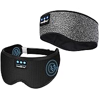 MUSICOZY White Noise Sleep Headphones Bluetooth Headband, Sleeping Headphones Mask, 3D Wireless Music Sleeping Headphones Earbuds for Yoga Travel Office Relax Cool Tech Gadgets Gifts 2 Packs