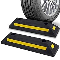 Pyle Heavy Duty Vehicle Wheel Stop Rubber Parking Tire Block for Cars, Trucks, Buses, Vans, Trailers, RVs, and Forklifts (Set of 2)