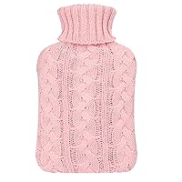 samply Hot Water Bottle with Knitted Cover, 1L Hot Water Bag for Children,Hand Feet Warmer,Pink