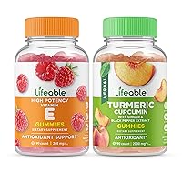 Lifeable Vitamin E + Turmeric Curcumin, Gummies Bundle - Great Tasting, Vitamin Supplement, Gluten Free, GMO Free, Chewable Gummy