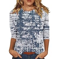 Shirts for Women, 3/4 Sleeve Shirts for Women Cute Print Graphic Tees Blouses Casual Plus Size Basic Tops Pullover