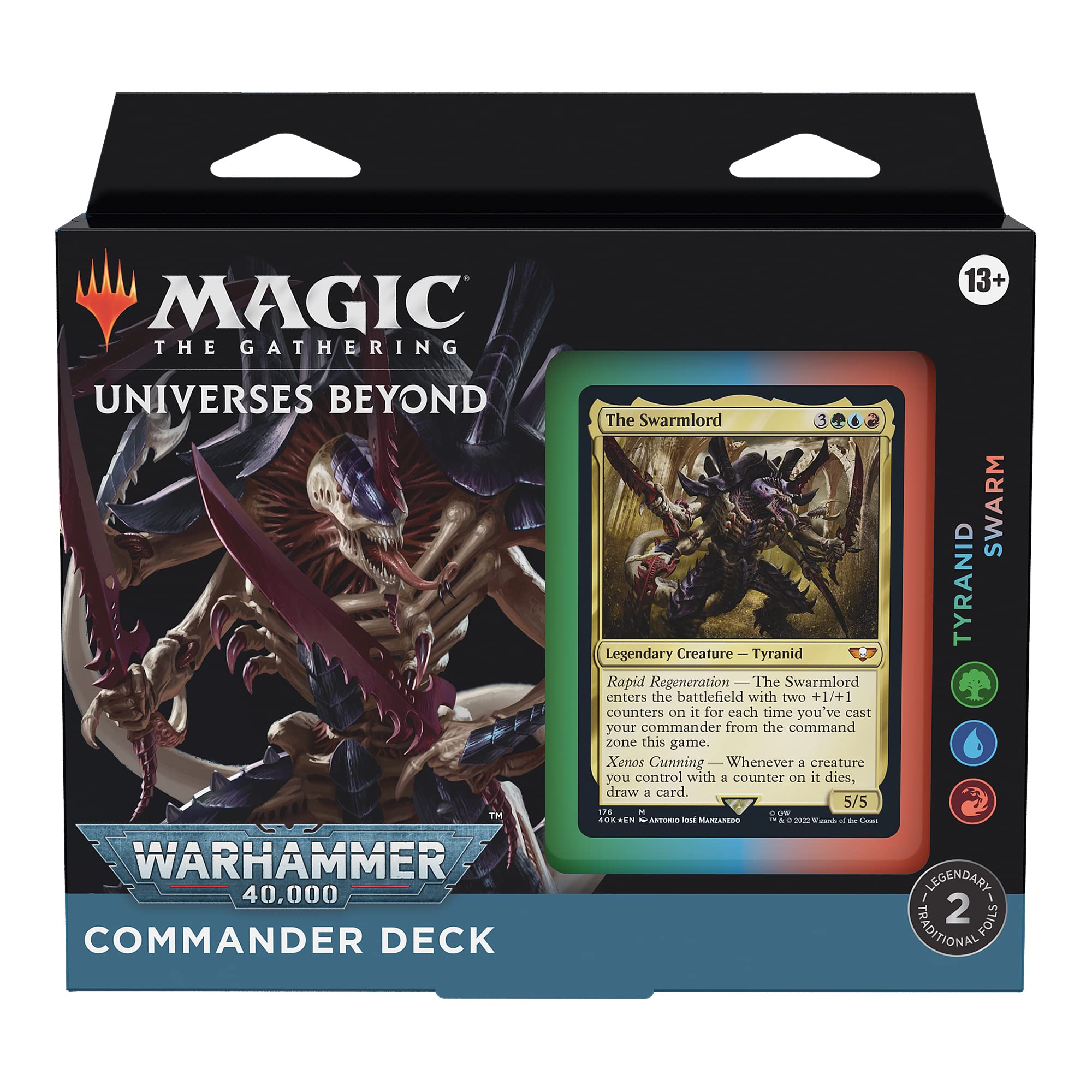 Magic: The Gathering Universes Beyond Warhammer 40,000 Commander Deck Bundle – Includes 1 The Ruinous Powers, 1 Necron Dynasties, 1 Forces of the Imperium, and 1 Tyranid Swarm