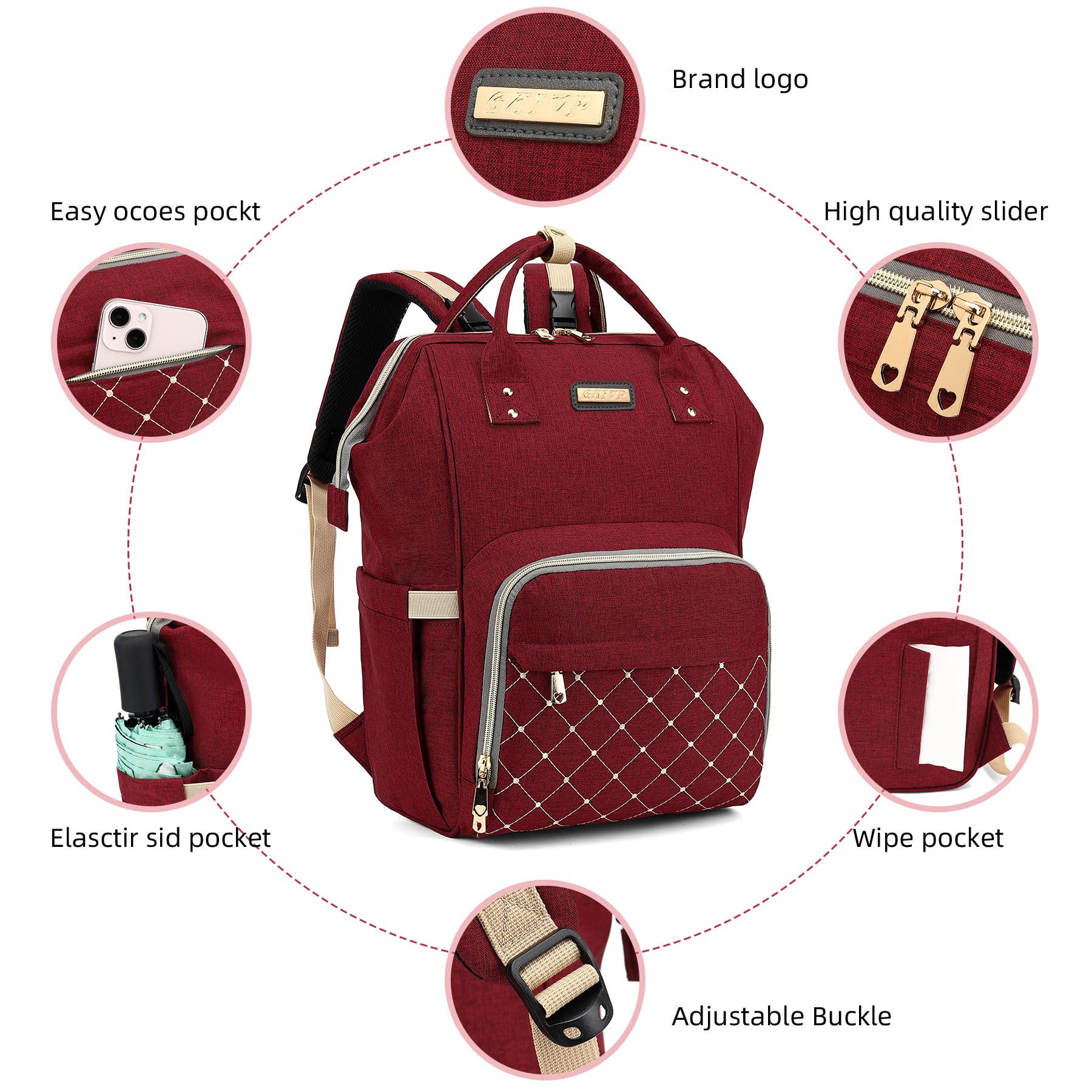 GAIVP Diaper Bag Backpack,Baby Bags for Mom and Dad Maternity Diaper Bag