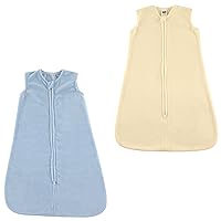Hudson Baby Safe Sleep Fleece Wearable Sleeping Bag, Blue and Cream, 12-18 Months