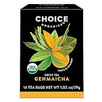 Choice Organics - Organic Genmaicha Tea (1 Pack) - Green Tea with Toasted Brown Rice - Compostable - 16 Organic Green Tea Bags