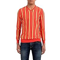 Kiton Napoli Men's Striped Multi-Color V-Neck Sweater US XL IT 54