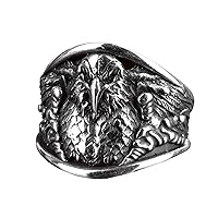 Men Eagle Ring, 925 Sterling Silver Ring, Animal Ring (Adjustable)