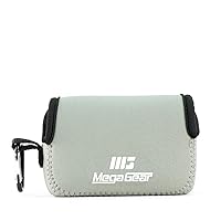 MegaGear Canon Powershot Sx730 Hs, Sx720 Hs, Sx710 Hs, G16, G15 Ultra Light Neoprene Camera Case, With Carabiner - Gray - MG1246, PU Leather