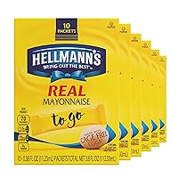 Hellmann's Real Mayonnaise To Go Packets 10 Ct, Pack of 6 For a Creamy Sandwich Spread or Condiment Gluten Free 3.8 oz, 6 Ct
