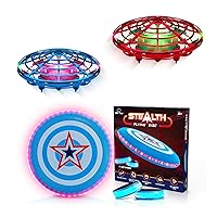 Force1 Scoot Duo Hand Operated Drone AND USA Toyz Stealth LED Flying Disc- 2pk Hands Free Motion Sensor Mini Drone and (1)49 LEDs Glow in The Dark Disk, 2 LED Arm Bands, Ultimate Disc Outdoor Game Set