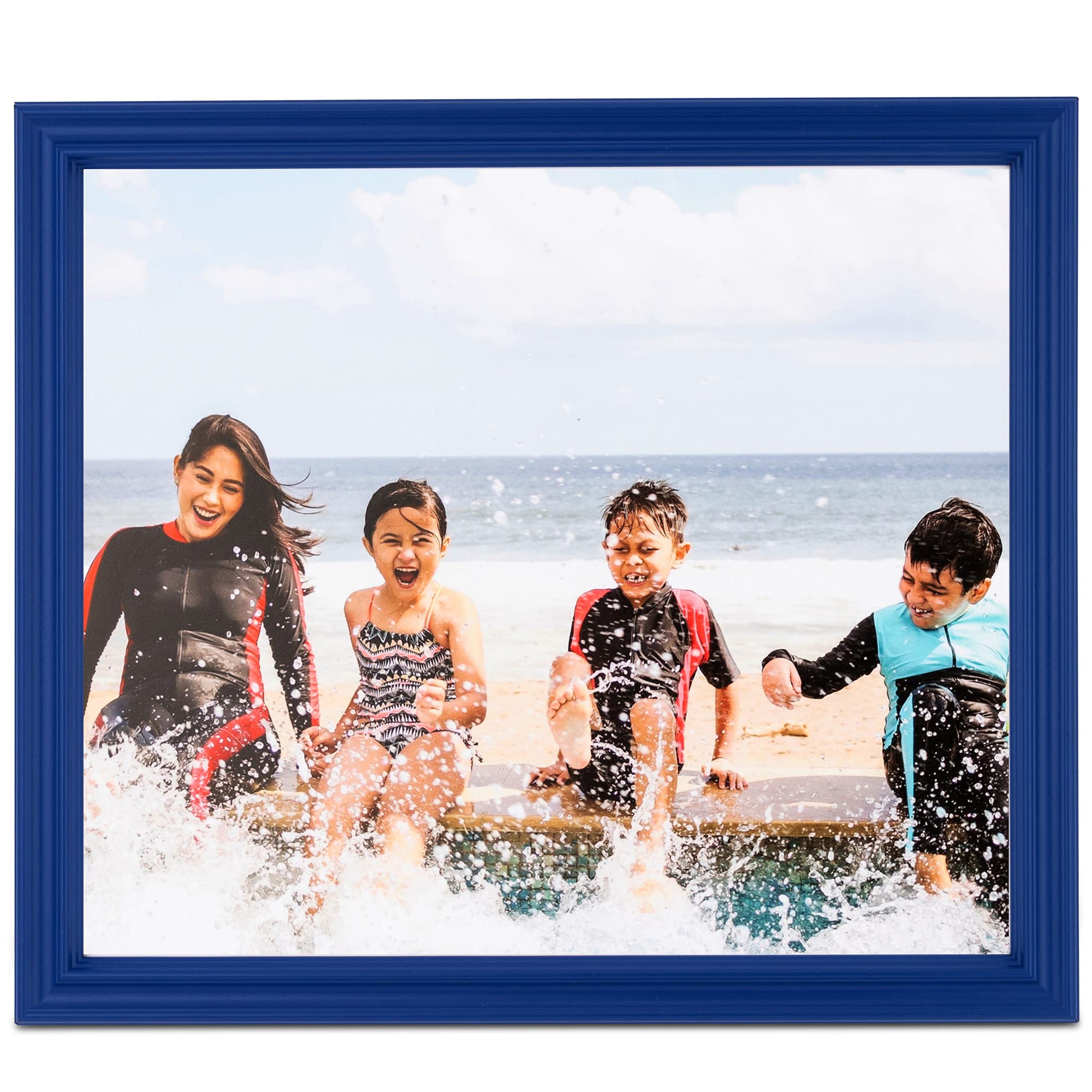 ArtToFrames 20x30 Inch Blue Picture Frame, This 1 Inch Custom Wood Poster Frame is Blue - Comes with Foam Backing 3/16 inch and Regular Plexi Glass...
