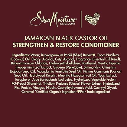 Shea Moisture Leave in Conditioner with Jamaican Black Castor Oil for Hair Growth, Strengthen & Restore, Vitamin E, Curly Hair Products Safe for use on Hair Color, 15 Oz