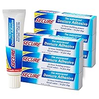 Secure Denture Adhesive Cream – 12-Hour Max Hold – Patented Waterproof Seal – Zinc Free – for Uppers Lowers & Partials – Food Grade Ingredients – FSA HSA Approved – 1.4 oz (6 Pack)