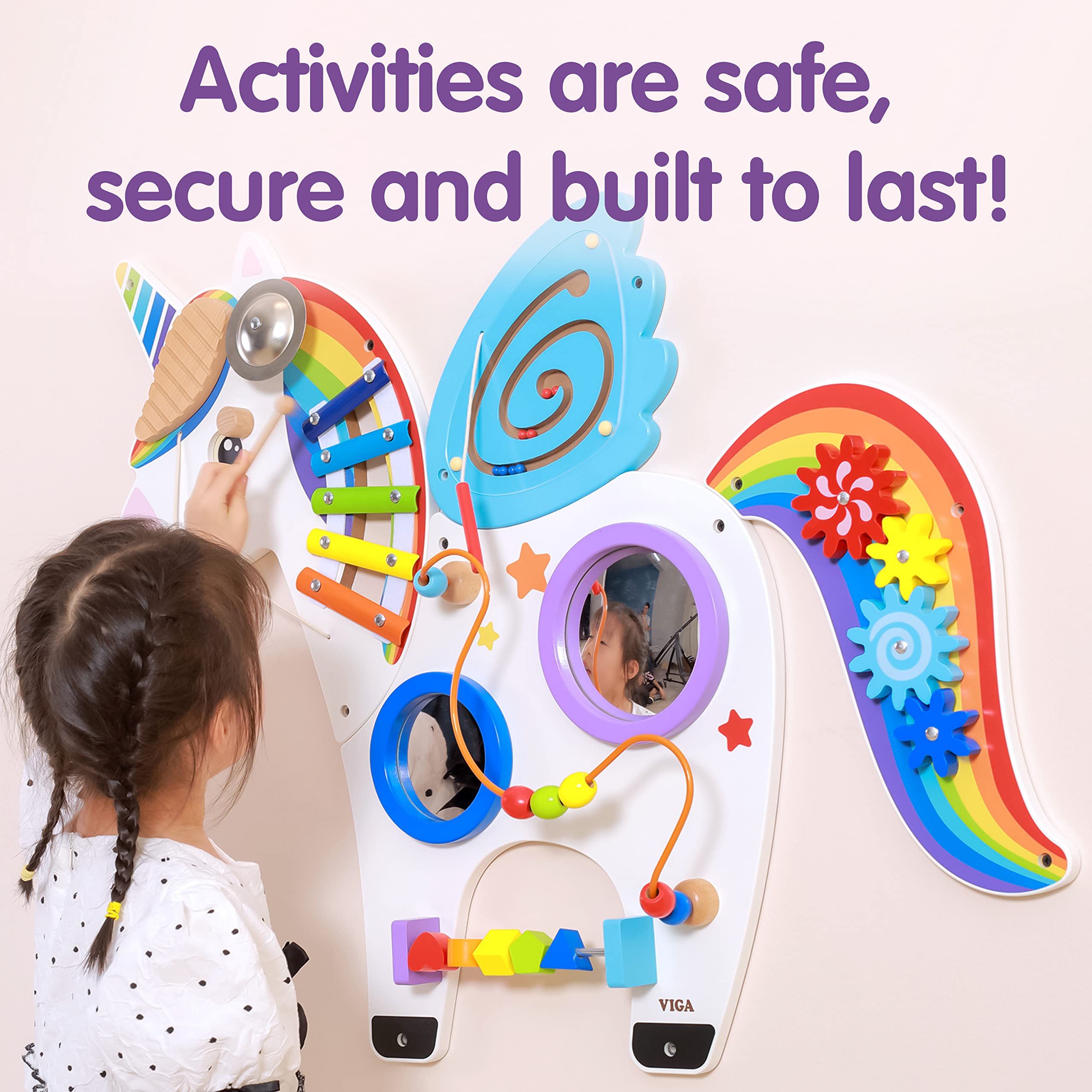 Learning Advantage Unicorn Activity Wall Panel - Ages 18m+ - Sensory Wall Toy - 8 Activities - Busy Board - Toddler Room Décor