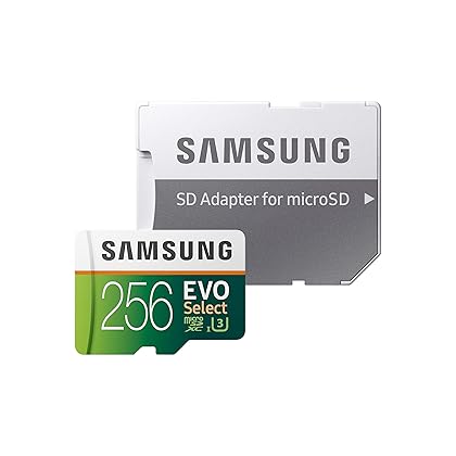 SAMSUNG ELECTRONICS EVO Select 256GB MicroSDXC UHS-I U3 100MB/s Full HD & 4K UHD Memory Card with Adapter (MB-ME256HA)