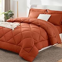 CozyLux King Comforter Set with Sheets 7 Pieces Bed in a Bag Burnt Orange All Season Bedding Sets with Comforter, Pillow Shams, Flat Sheet, Fitted Sheet and Pillowcases