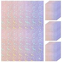 60 Sheets Holographic Laminate Sheets Clear Glitter A4 Size Vinyl Sticker Paper Holographic Overlay Self Adhesive Waterproof Transparent Film, 11.7 x 8.3 Inch (Star Style)