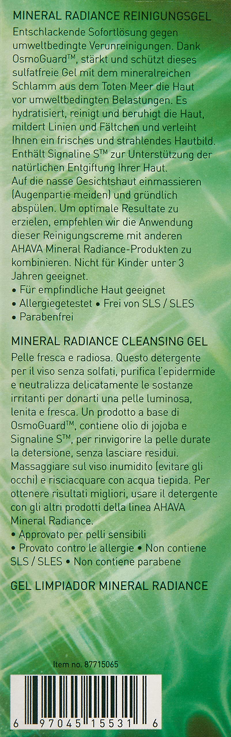 AHAVA Mineral Radiance Cleansing Gel, 3.4 Fl Oz